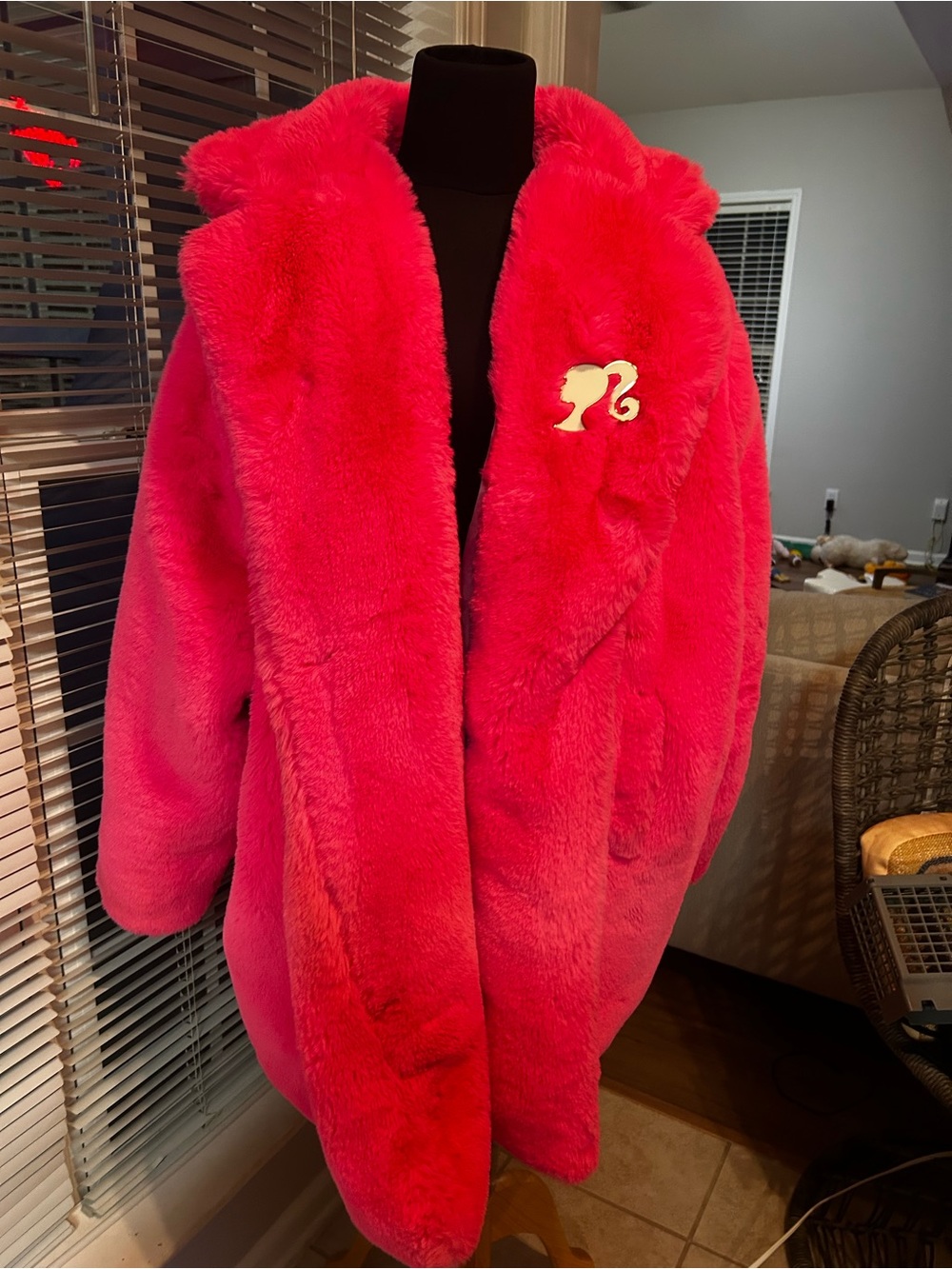 Barbie Bright Pink Plush Teddy Coat with Hood